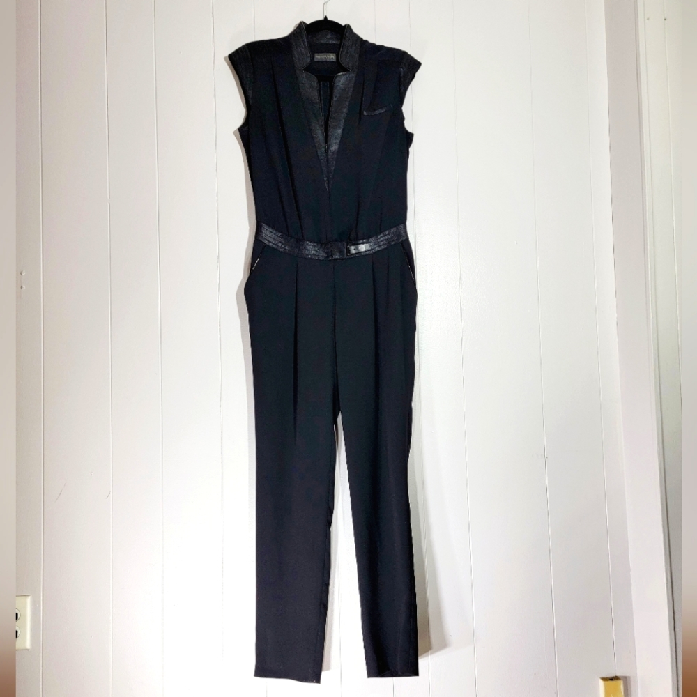 Beate Heymann Street Couture Cap Sleeve Black Jersey Jumpsuit Size 8